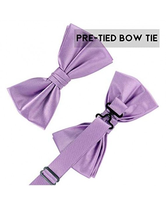 TIE G Solid Color Men's Suspender + Woven Bow Tie Set for Wedding : Vivid Color Adjustable Brace Strong Clip Elastic Band