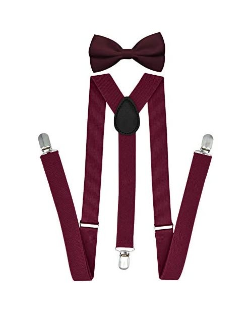 Trilece Suspenders for Men with Bow Tie - Adjustable Size Elastic 1 inch Wide Y Shape Strong Clips
