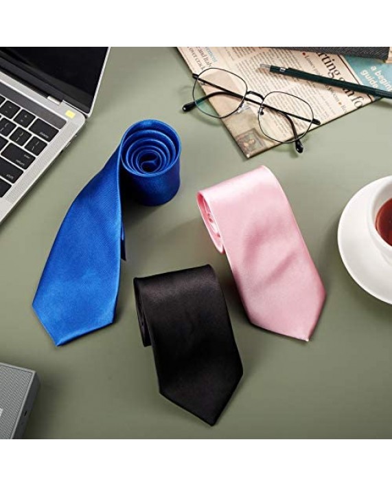 12 Pieces Solid Satin Ties Pure Color Ties Set Business Formal Necktie Tie for Men Formal Occasion Wedding