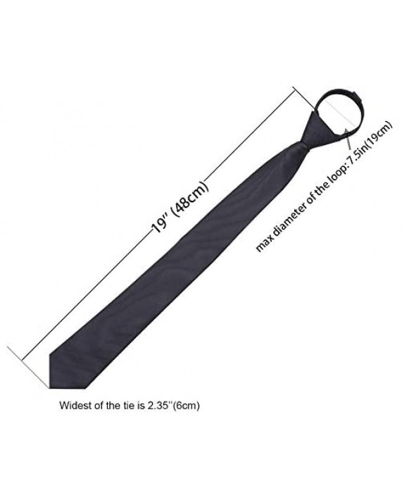 AUSKY Pre-tied Adjustable Zipper Skinny necktie 2.35inch Clip on Slim Ties for men or boys (1 Pack & 4 Packs for option)