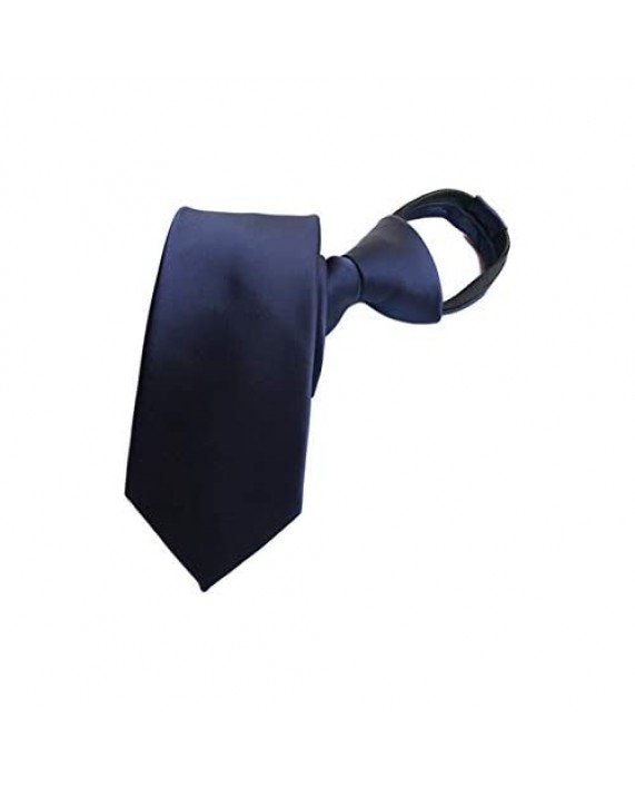 BESMODZ Men's Lot 6 PCS Classic Zipper Ties Pretied Solid Color Silk Necktie Set