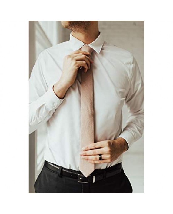 DAZI Men's Skinny Tie Cotton Wool Linen Necktie Great for Weddings Groom Groomsmen Missions Dances Gifts.