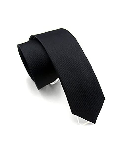 Elviros Mens Classic Solid Color Slim Tie Men's Neckties Skinny Woven Thin Ties Eco-friendly Fashion Boys Cravats