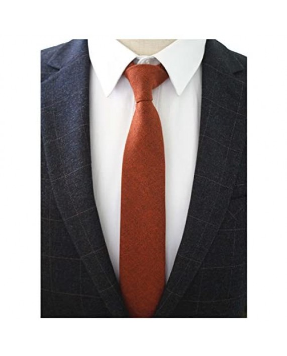 JEMYGINS 2.4 Cotton Necktie Solid Mens Cashmere Wool Skinny Tie