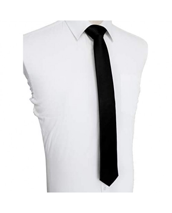 JEMYGINS 2.4 Solid Color Skinny Tie Slim Necktie for Men