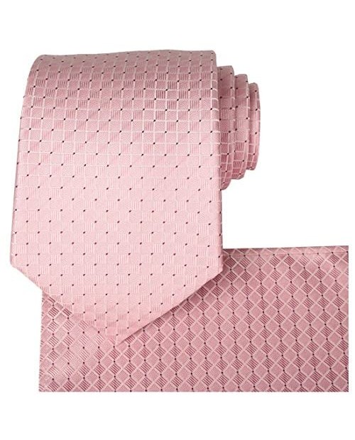 KissTies Tie And Pocket Square Solid Color Checkered Ties