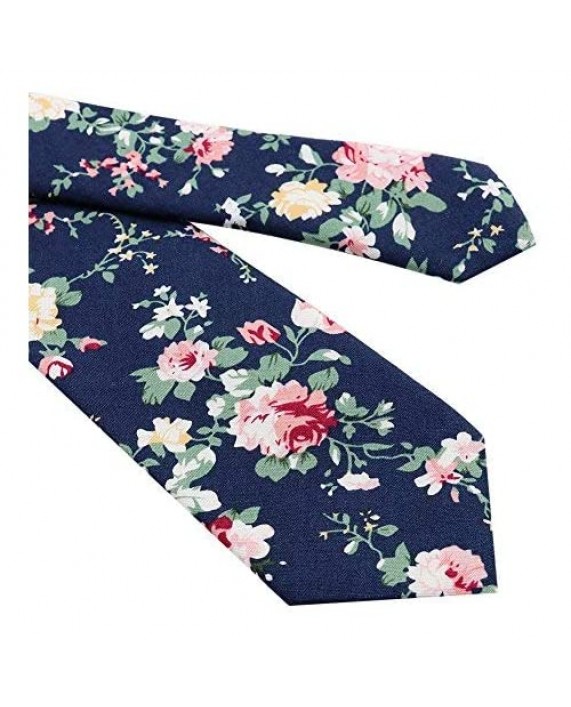 Mantieqingway Men's Cotton Printed Floral Neck Tie Skinny Ties