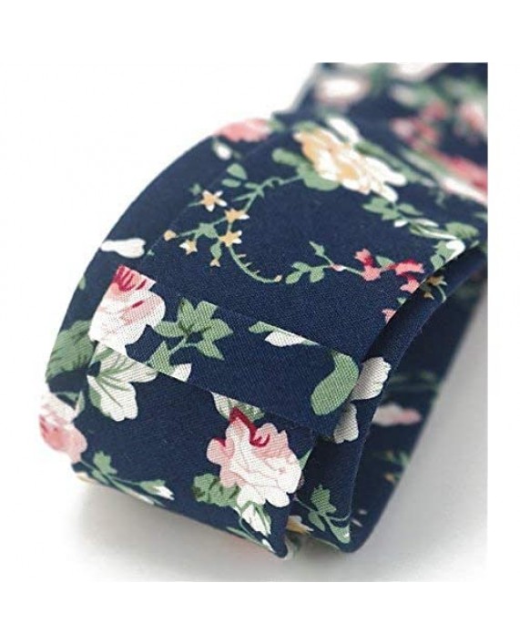 Mantieqingway Men's Cotton Printed Floral Neck Tie Skinny Ties