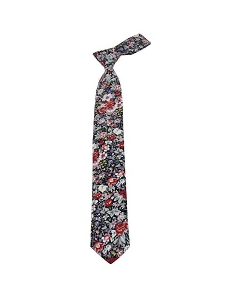 Mens Cotton Floral Print Ties - Wedding Neckties - Slim Tie