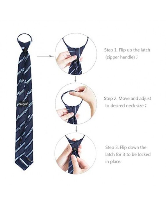 Mens Zipper Ties 14PCS Segarty Neckties for Men Silky Zip Up Ties Men's Pretied Ties Set
