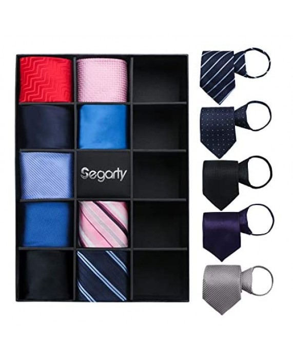 Mens Zipper Ties 14PCS Segarty Neckties for Men Silky Zip Up Ties Men's Pretied Ties Set