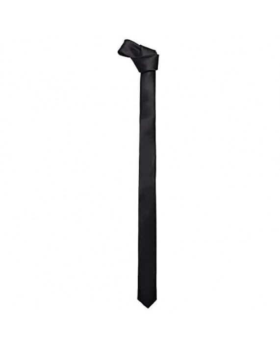 New Mens Solid Black Retro Skinny Necktie 1.5 Tie