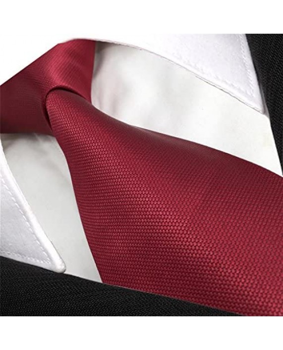 SHLAX&WING Solid Color Red Burgundy Wedding Silk Neckties for Men Classic Ties