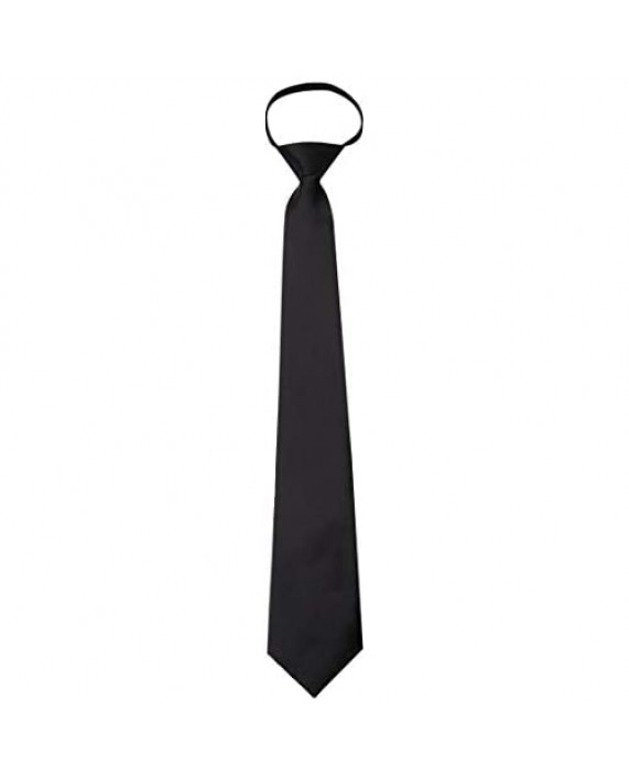 Vesuvio Napoli PreTied Men's Necktie Solid Color Mens Adjustable Zipper Neck Tie