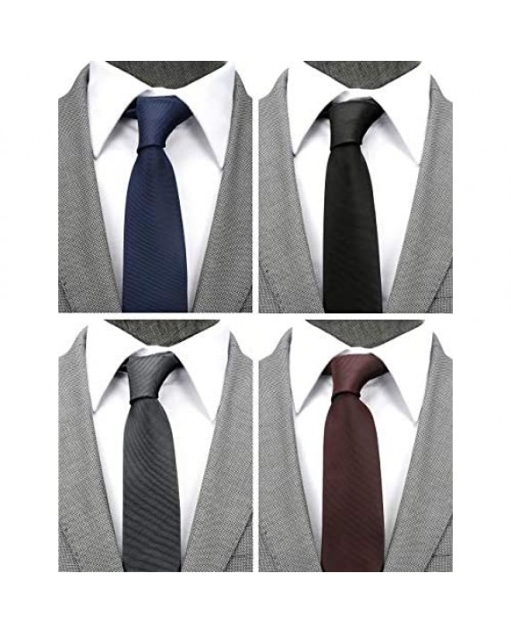 ZENXUS Skinny Solid Ties for Men 2.5 in Slim Neckties 4-Pack