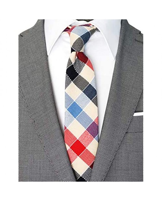 ZENXUS Skinny Ties for Men 2.5 inch Cotton Slim Neckties Assorted Pack Handmade