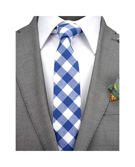 ZENXUS Skinny Ties for Men 2.5 inch Cotton Slim Neckties Assorted Pack Handmade