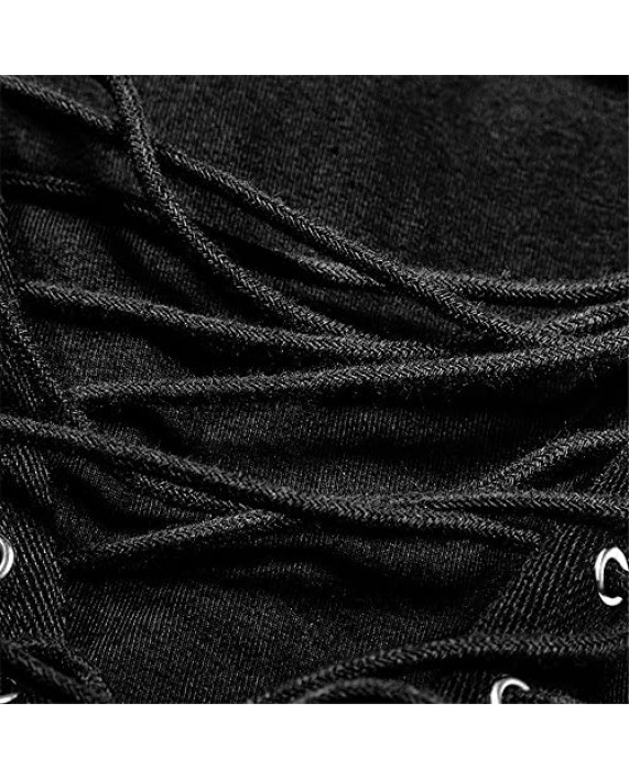 Gothic Men Hole T Shirt Punk Hoodies Ripped Casual Tee Tops Long Sleeve Black T-Shirt