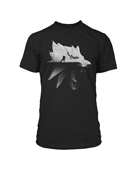 JINX The Witcher 3 White Wolf Silhouette Men's Gamer Graphic T-Shirt