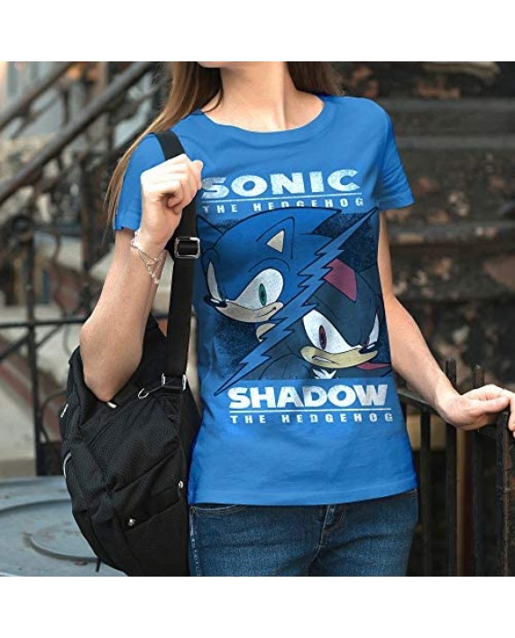 Sonic vs Shadow Split T-Shirt for Adult Classic Game Vintage Distressed