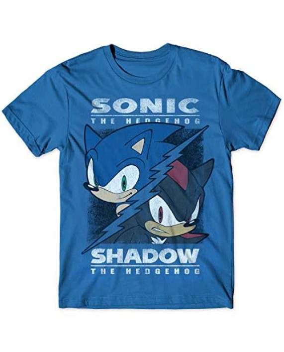 Sonic vs Shadow Split T-Shirt for Adult Classic Game Vintage Distressed