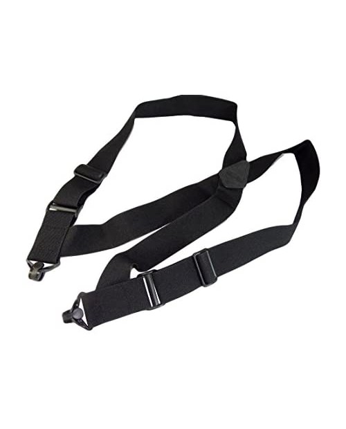 Airport Friendly Holdup Brand No-buzz Black 2" wide Hip Clip Suspenders with patented Jumbo Composite Plastic Gripper Clasps