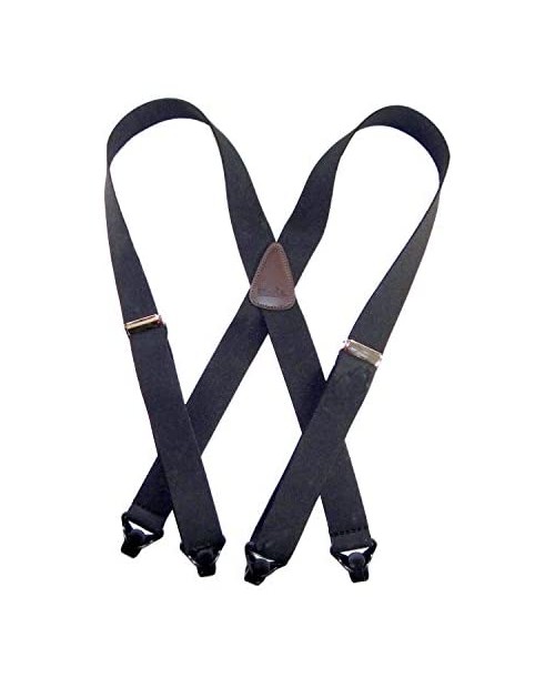 American made Holdup Black Ski-Ups X-back Suspenders with Patented black Gripper Clasps