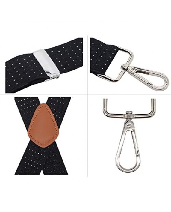 Bioterti Men’s Heavy Duty X- Back 1.4 Inch Suspenders with 4 Snap Hooks