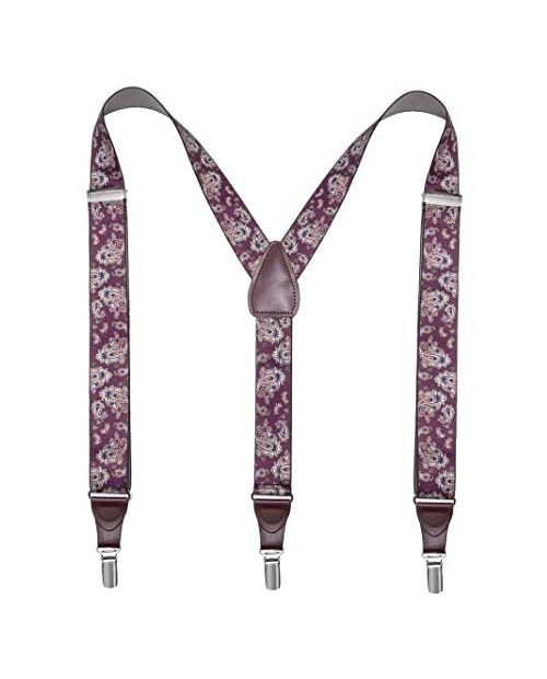 Bioterti Men’s Y-shape 1.4 Inch Suspender -3 Metal Clips Elastic Straps