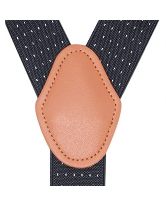Bioterti Men’s Y-Shaped Heavy Duty Suspenders – 6 Metal Clips Elastic Straps