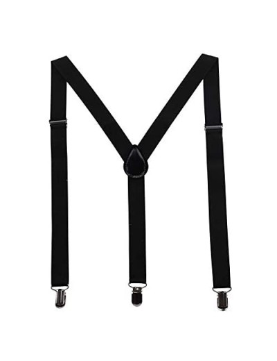 GHCHOL Suspenders for Mens with Strong Metal Clips Adjustable Elastic Y Style Leather Heavy Pants Suspender for Wedding&Party