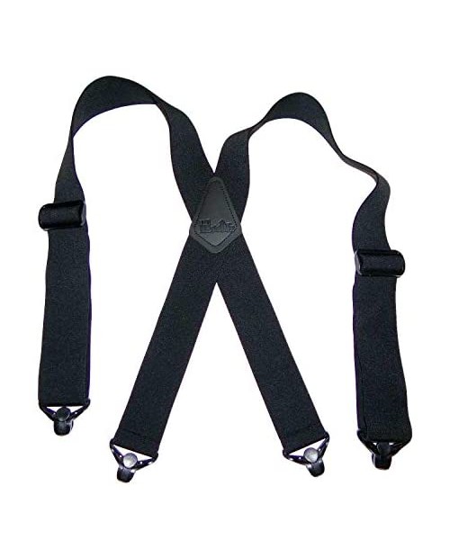 Holdup brand 2" wide XL Airport Friendly Black X-back Suspenders Jumbo black Patented Gripper Clasps