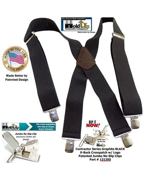 Holdup Contractor Series 2 X-back Work Suspenders with Patented No-slip Clips