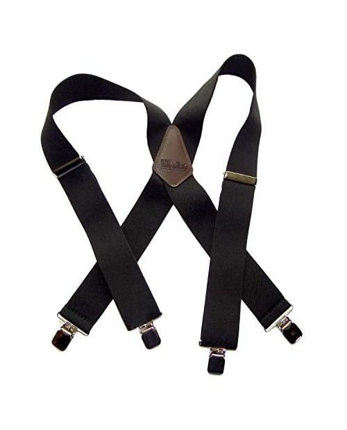 Holdup Suspender Company Brand 2" Wide XL Graphite Black Work Suspenders with Patented Silver Tone Jumbo No-slip Clips