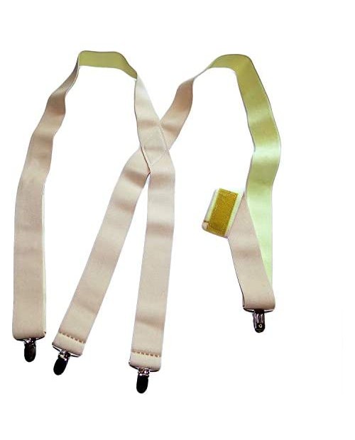 Holdup Suspender Company Hidden Undergarment X-back Beige Suspenders with No-slip Silver Clips