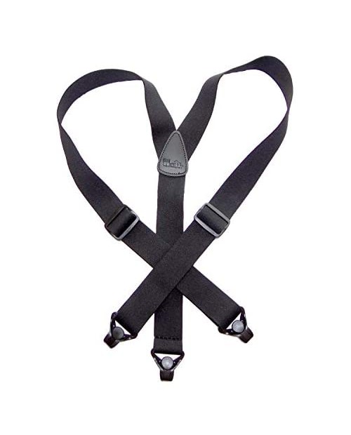 Holdup Suspender Company's No-buzz Airport Friendly All Black Y-back Suspenders with Patented composite plastic Gripper Clasps
