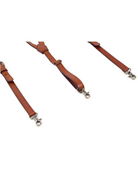 Leather Suspenders For Men Personalized Brown Genuine Leather Groomsmen Gifts