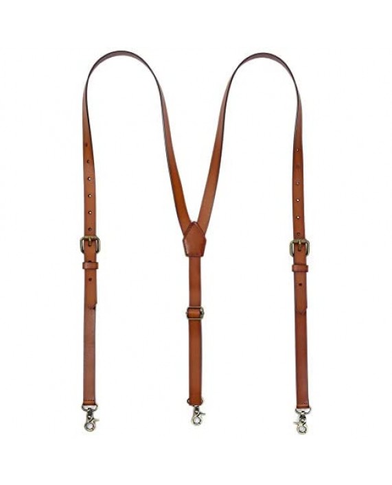 Leather Suspenders For Men Personalized Brown Genuine Leather Groomsmen Gifts