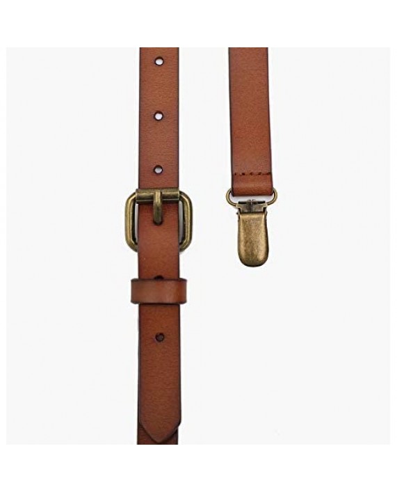 Leather Suspenders For Men Y Back Design Adjustable Brown Genuine Leather Suspenders Personalized groomsmen gifts