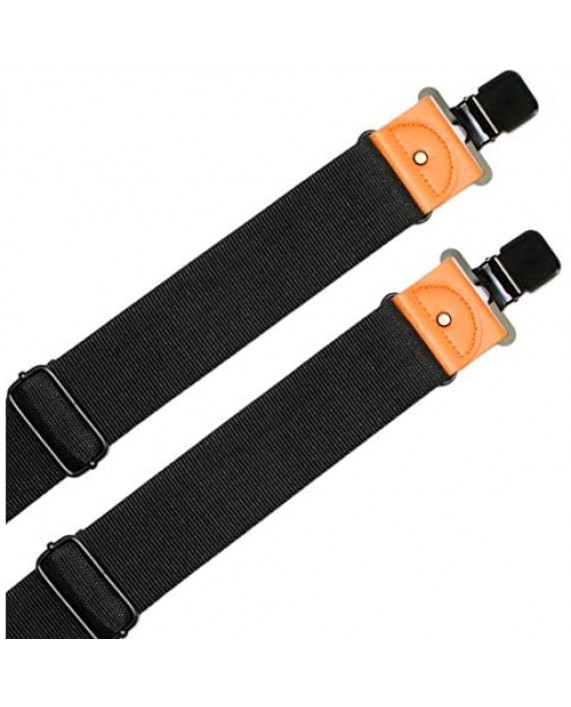Melo Tough Men's Industrial Strength Suspenders Partial Elastic Tradesperson's Suspenders 2 inch Wide Tool Belt Suspenders