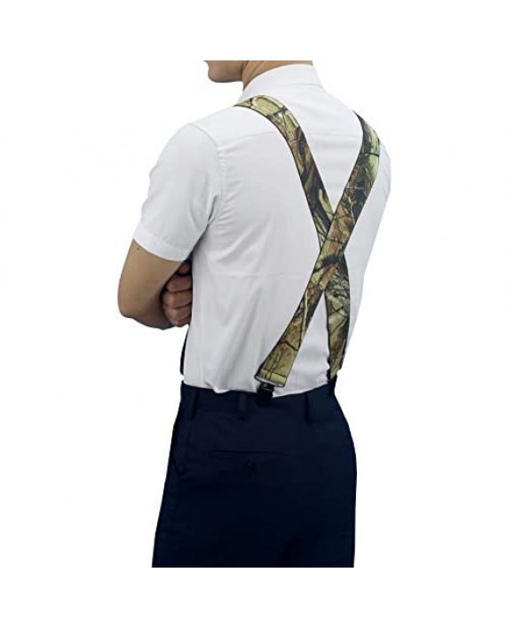 MENDENG Men's Camouflage Clip-End Suspenders 2 Strong Clips Heavy Duty Braces