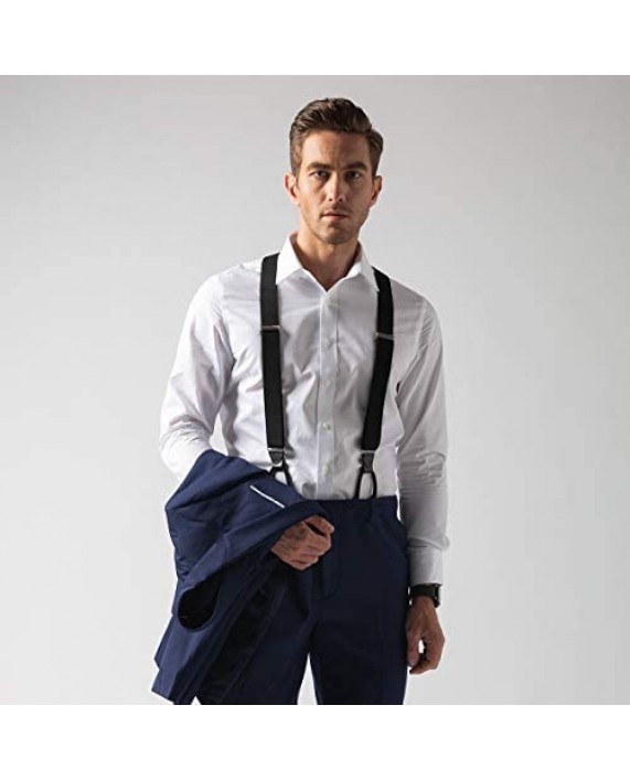 Mens Button End Suspenders 49 Inch Y-Back Adjustable Elastic Tuxedo Suspenders by Grade Code