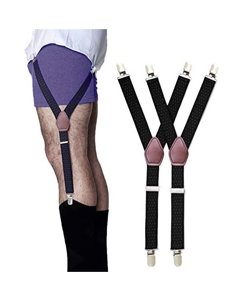 Mens Shirt Stays Shirt Holder Straps Adjustable Elastic Suspenders Garters with Non-slip Locking Clamps Upgraded Version