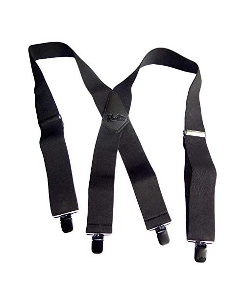 Shadow Black Heavy Duty Holdup Work Suspender 2 Wide with No-slip Clips