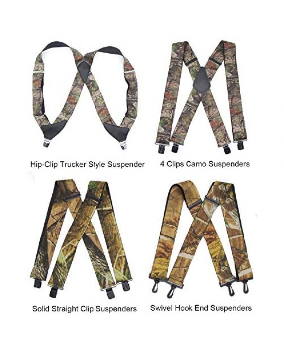 Trucker Side Clip Suspenders X-back for Hunting/Long Haul Truckers/Policemen/Bikers/Contractors 2 Wide Adjustable Braces