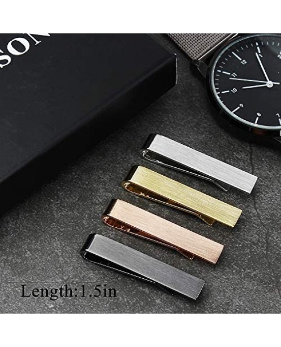 HAWSON 1.5 Inch Tie Clips for Men Initial 4Pcs Tie Bar Personalized Suitable for Wedding Anniversary Business and Daily Life-Best Gifts for Skinny Tie