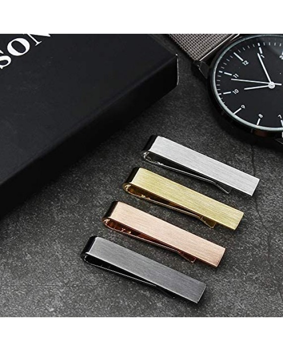 HAWSON 1.5 Inch Tie Clips for Men Initial 4Pcs Tie Bar Personalized Suitable for Wedding Anniversary Business and Daily Life-Best Gifts for Skinny Tie
