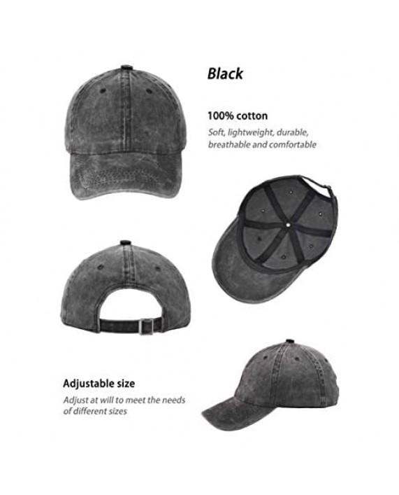 3 Pack Vintage Washed Cotton Adjustable Baseball Caps Men and Women Unstructured Low Profile Plain Classic Black Dad Hat