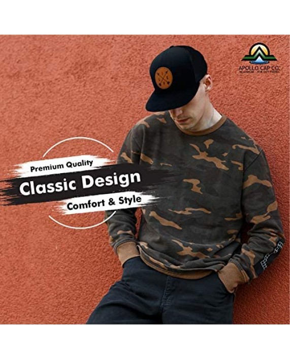 Apollo Cap Co. Trucker Cap - Leather Live Circle Patch Hat - Snapback Closure - Mid Profile Crown - Great for Men and Women!