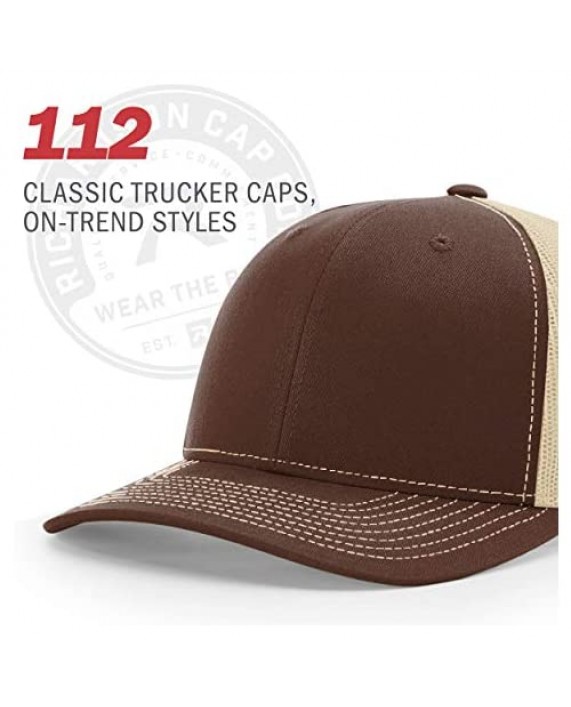 Richardson Unisex 112 Trucker Adjustable Snapback Baseball Cap Split Black/White One Size Fits Most